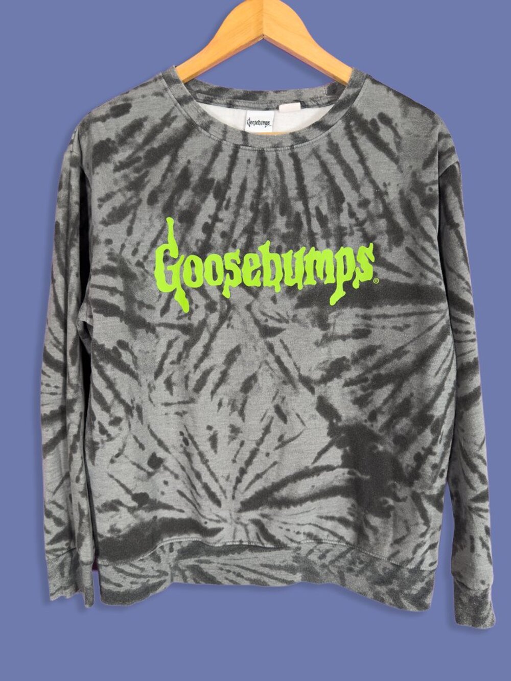 Goosebumps Tie Dye Sweatshirt Men’s Large Gray Graphic Horror Crewneck